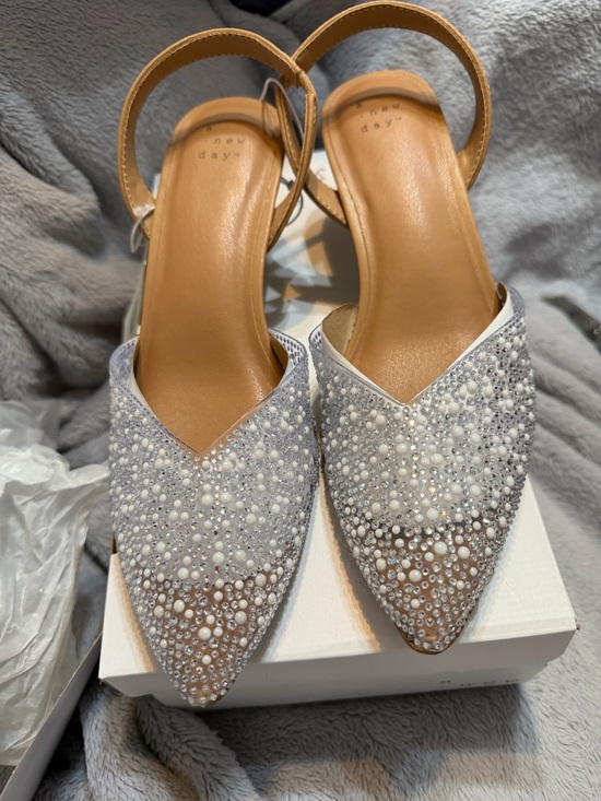 a new day Shoes - a new day Clear and Tan Slingback  sparkling Heels New in Box size 8 1/2